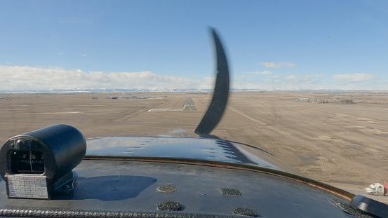Personal perspective of flying light aircraft over prairies in winter, Vans RV-9A Airplane