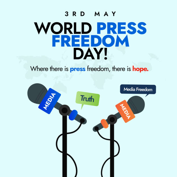 World Press Freedom Day. 3rd May World Press Freedom Day celebration, awareness banner, post with two microphones with stand. Conceptual banner for Freedom of the Press, journalism, speaking truth World Press Freedom Day. 3rd May World Press Freedom Day celebration, awareness banner, post with two microphones with stand. Conceptual banner for Freedom of the Press, journalism, speaking truth
World press freedom day concept vector illustration. stock illustration anchor free pic stock illustrations