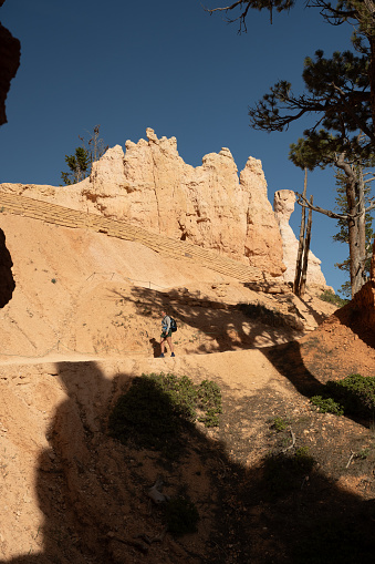 Woman Hikes Across Dirt Trail In Bryce Canyon