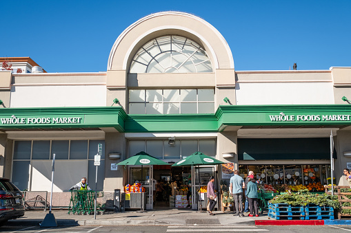 Palo Alto, CA - November 23, 2023: Whole Foods Market on Thanksgiving morning.