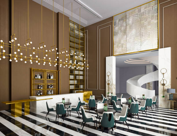 istock 3d render of luxury hotel reception and lobby 2139437551