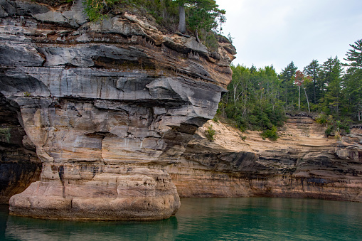 Pictured Rocks NL - Rock Pillar Juts Into Lake Superior
