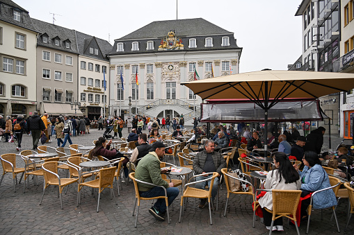 Bonn, Germany, March 30, 2024 - The old town hall on the market square in Bonn, Germany