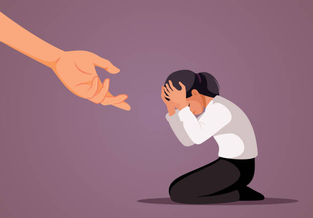 istock Unhappy Depressed Woman In need of Comfort Vector Illustration 2139554949