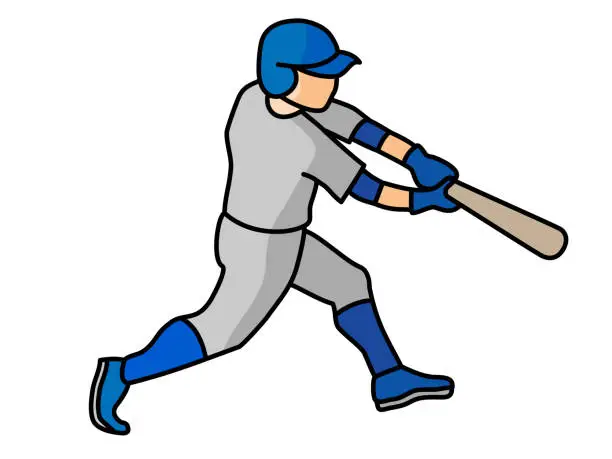 Vector illustration of Illustration of a male baseball player batting