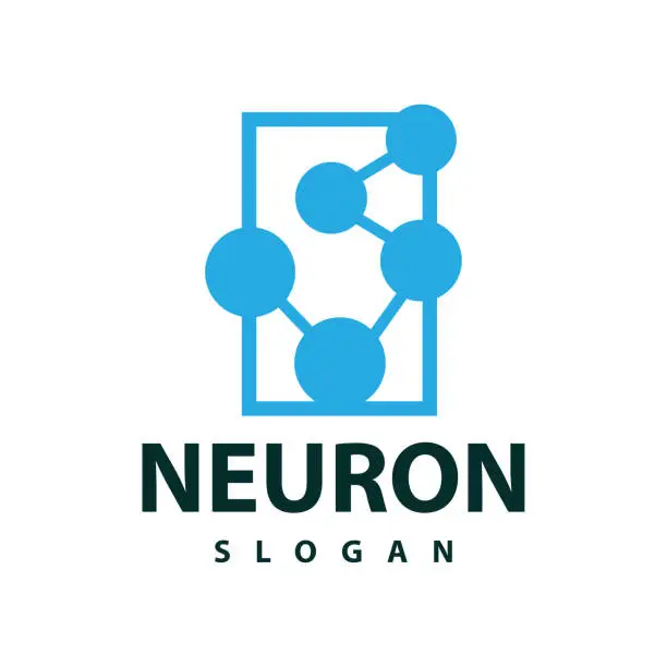 Vector illustration of Neuron logo simple design network cel technology particles template Illustration