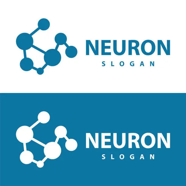 Vector illustration of Neuron logo simple design network cel technology particles template Illustration