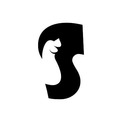 S letter with a negative space dog logo