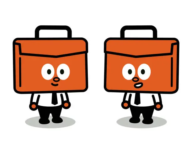 Vector illustration of Two businessmen with Briefcase Head are discussing