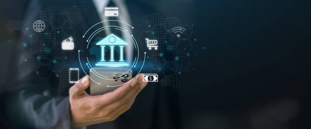 istock Human use smartphone with online banking digital technology, mobile banking, shopping, payment, finance, bank, withdraw money, account, transfer, credit card, financial, global business online 2139640865