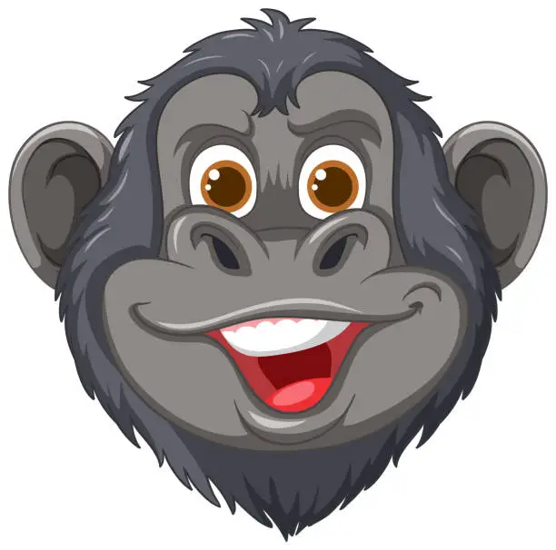 Vector illustration of Vector illustration of a smiling chimpanzee head
