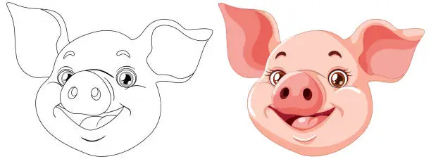 Vector illustration of Vector illustration of a happy pig face