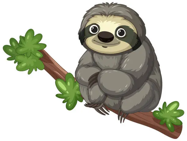 Vector illustration of Cute sloth illustration with a friendly smile