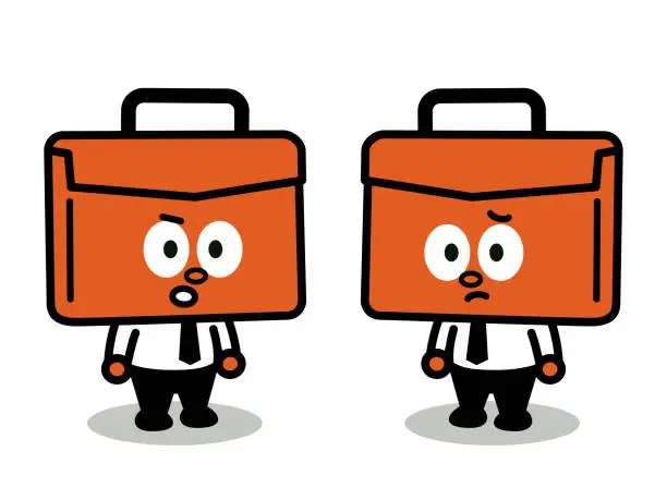 Vector illustration of Two businessmen with Briefcase Head are arguing seriously