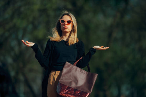 Confused Woman Shrugging Not Knowing Where to Go
