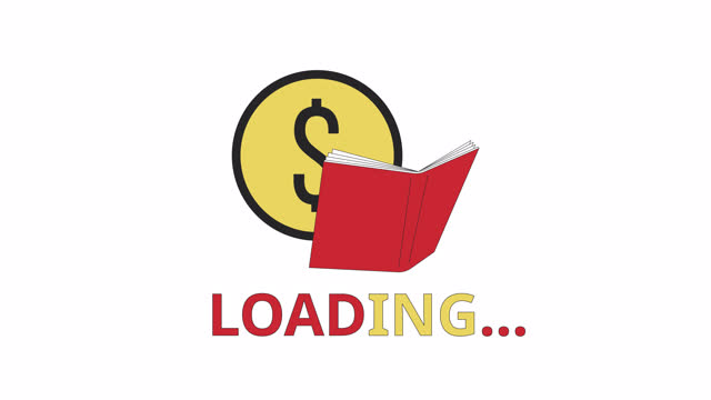 Bookkeeping coin book line 2D loading animation