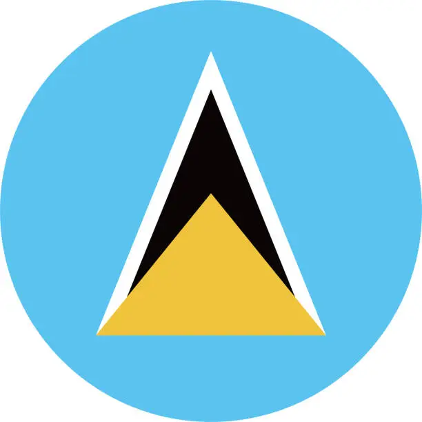 Vector illustration of Saint Lucia flag. Button flag icon. Standard color. Round button icon. The circle icon. Computer illustration. Digital illustration. Vector illustration.