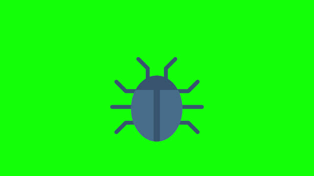 Big blue beetle. Blue beetle crawls out from below, crawls to the center of the screen, and remains there until the end of the video. Alpha channel. Chroma key. 2d flat bright animation. Green screen