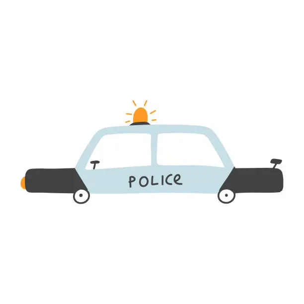 Vector illustration of Vector police car isolated on white background.