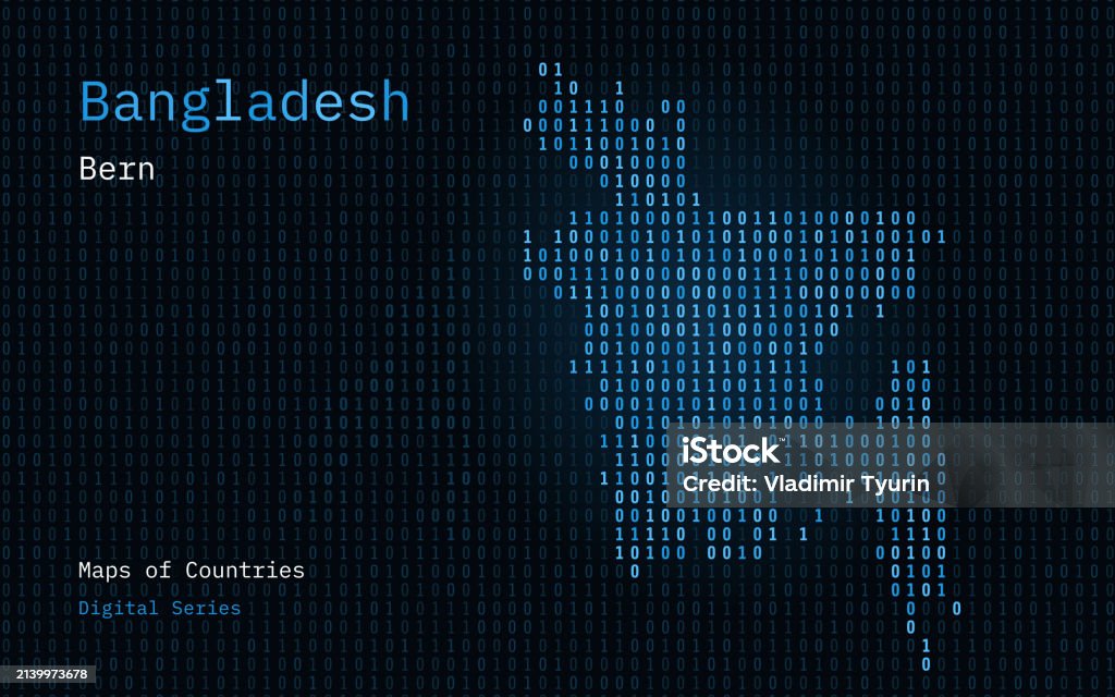 Bangladesh Map Shown In Binary Code Pattern Tsmc Matrix Numbers Zero ...