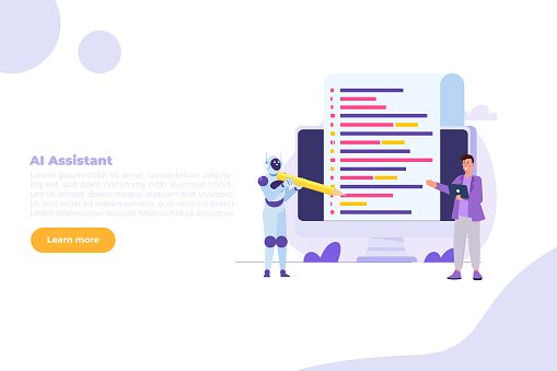 Small Bot Coding Coding Bot Chat Bot Developed Concept Vector Illustrations For Banner ...