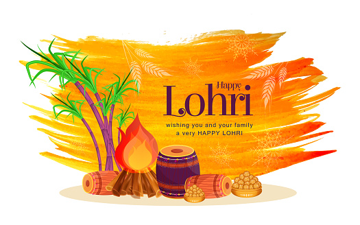 Happy Lohri Festival Sticker Greeting stock illustration