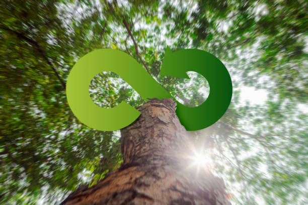 istock infinity green Net zero, carbon neutral for greenhouse gas emissions zero CO2 long-term strategy goals circular economy and renewable energy. Grow a sustainable business and improve the environment. 2140034980