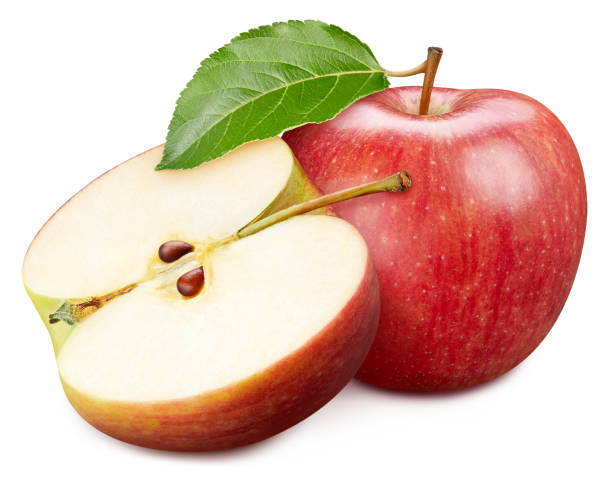 istock Apple fruits and apple half. Isolated on a white background 2140037637