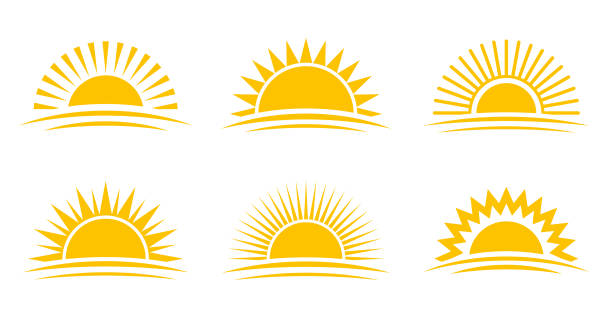 illustrazioni stock, clip art, cartoni animati e icone di tendenza di sun - mezzo pieno
