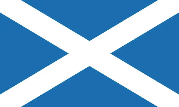 Vector illustration of Scotland flag. Standard size. The official ratio. A rectangular flag. Standard color. Flag icon. Digital illustration. Computer illustration. Vector illustration.