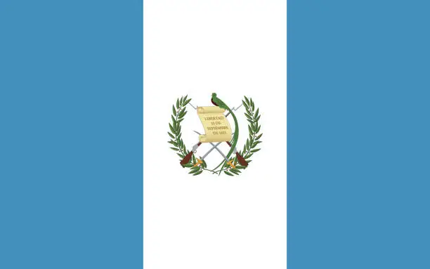 Vector illustration of Guatemala flag. Standard color. Rectangular icon. A rectangular flag. Digital illustrations. Computer illustration. Vector illustration.