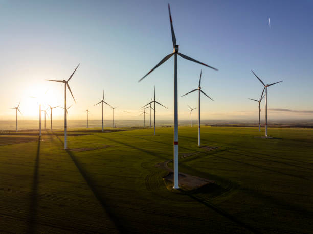 istock Aerial view of wind turbines 2140070835