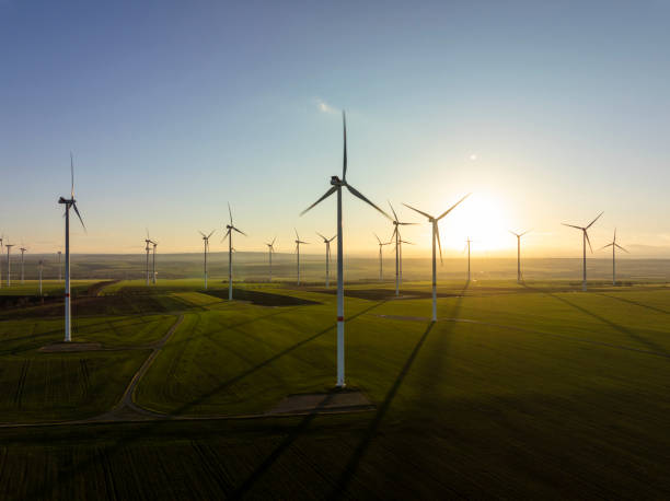 istock Aerial view of wind turbines 2140071275
