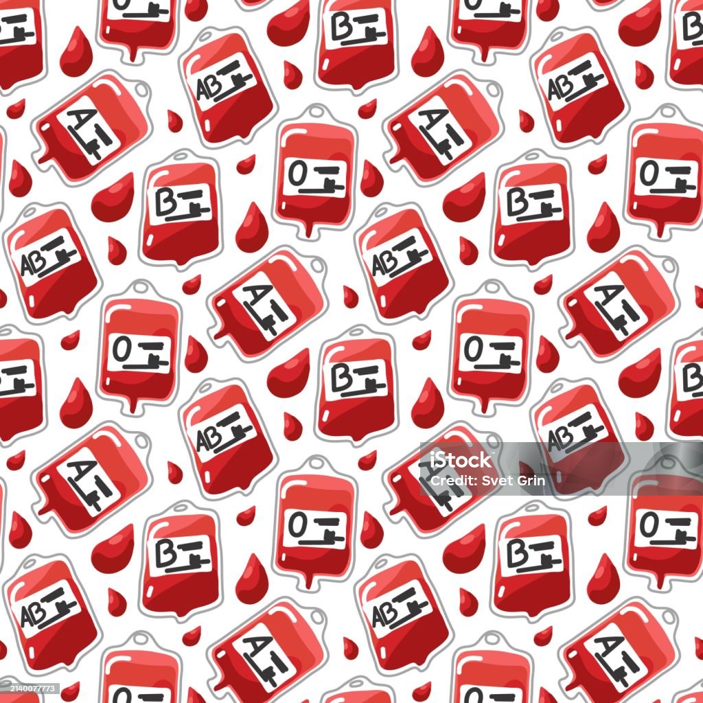 Vector Blood Routine A Pattern Of Blood Bags With Different Blood Group Designations ...