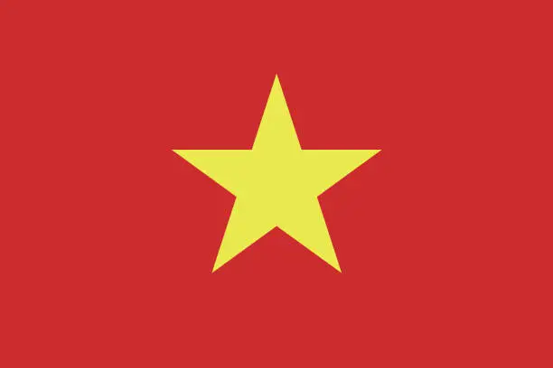 Vector illustration of Vietnam flag. Standard size. The official ratio. A rectangular flag. Standard color. Flag icon. Digital illustration. Computer illustration. Vector illustration.