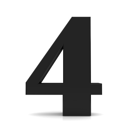 4 four black number graphic illustration isolated on white background in high resolution for print and business