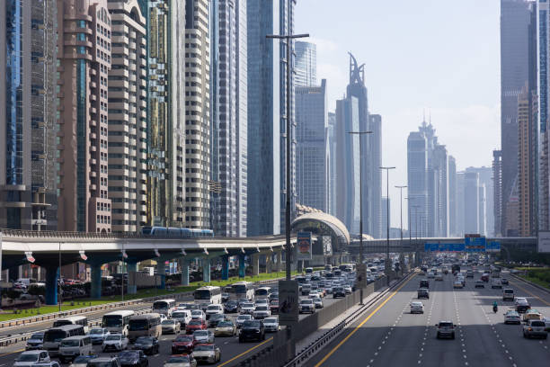 Dubai, United Arab Emirates - March 29, 2024 : General view of the Sheikh Zayed Road in Dubai, United Arab Emirates.