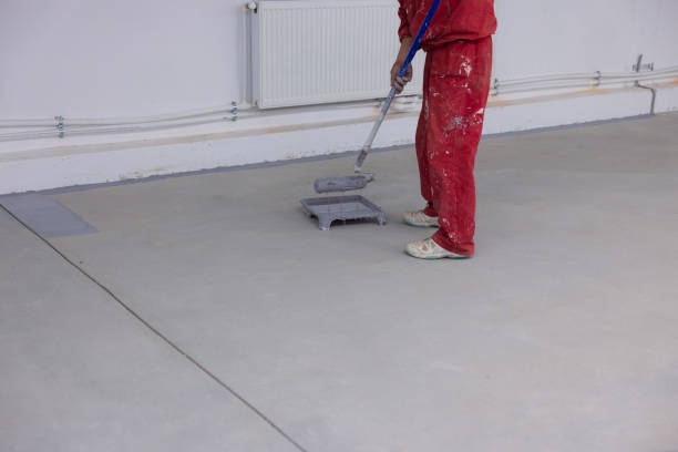 istock Professional Concrete Painting, Construction Worker Padding Coat with Durable Epoxy 2140155082