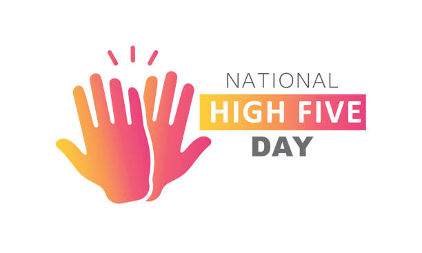 stockillustraties, clipart, cartoons en iconen met ideal for national high five day celebration. - high five