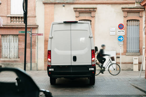 istock Delivery van in a city 2140166959