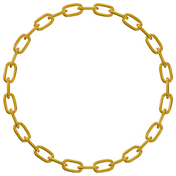 istock A link of golden chains in a circle. 2140171322