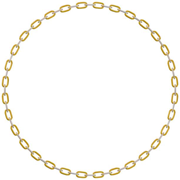 istock A link of silver and golden chains in a circle. 2140171886