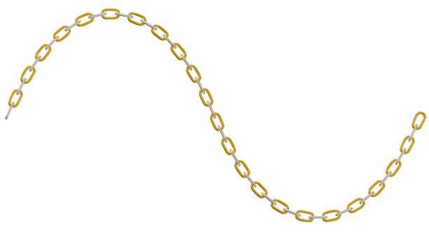 istock A link of silver and golden chains in a curve. 2140173147
