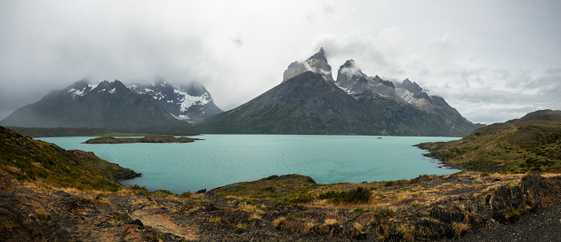 majestic panorama of Mountain range in Torres del Paine national park, Patagonia-Chile