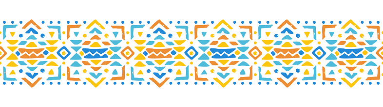 Ethnic style colorful seamless border. Tribal decorative tape of aztec motives. EPS 10 vector illustration.