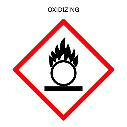 Oxidizing warning sign vector. Globally harmonized system hazard pictograms symbol. Warning symbol GHS icon. Oxidizing gases, liquids, solids warning sign