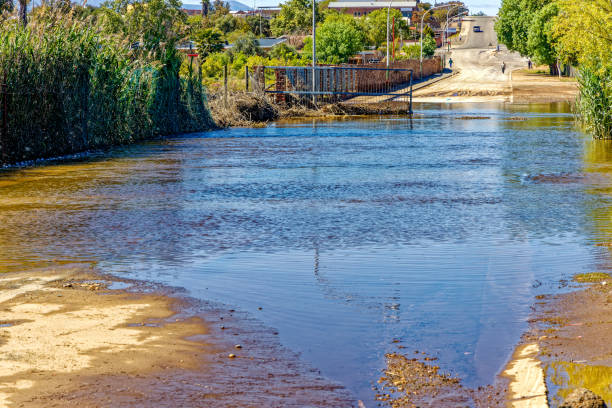 Flooded low level bridge after heavy rain