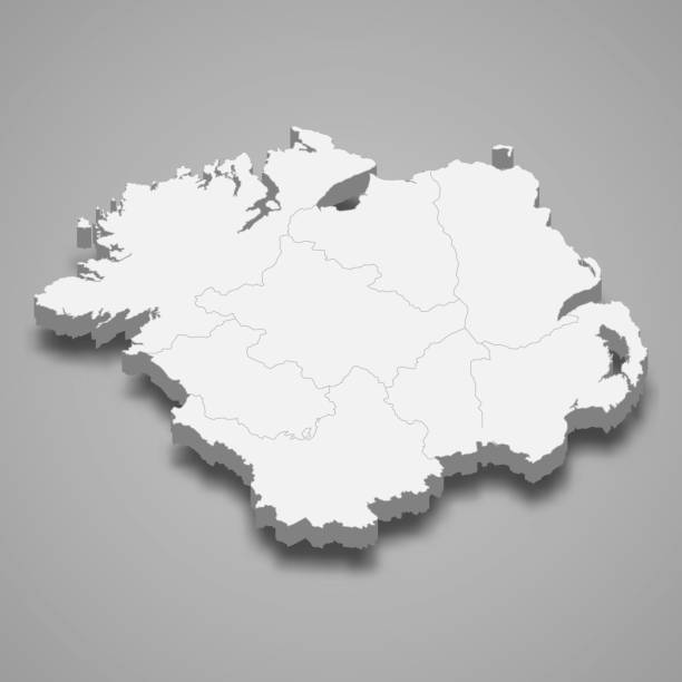 istock 3d isometric map of Ulster is a province of Ireland 2140281814