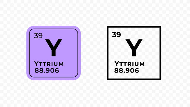 ilustraciones, imágenes clip art, dibujos animados e iconos de stock de itrio, elemento químico del diseño vectorial de la tabla periódica - yttrium