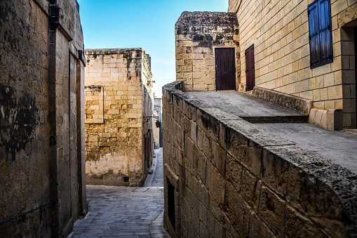 Many Old Buildings In Old Town Of Mdina, Malta
